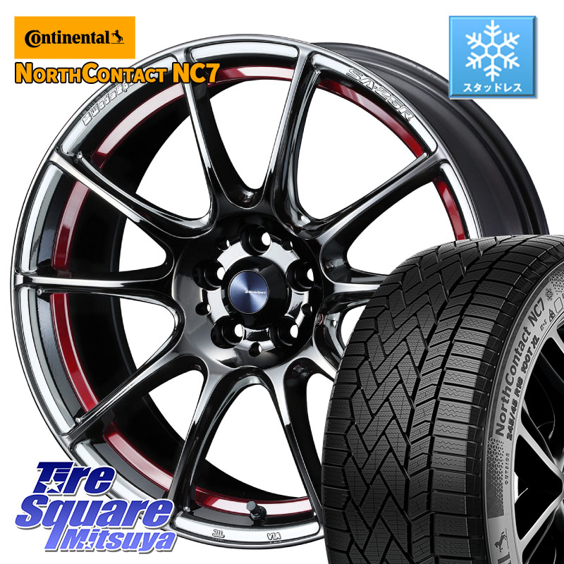 コンチネンタル NorthContact NC7 スタッドレス ミツヤ 正規品 225/45R18 WEDS SA-25R RED ウェッズ スポーツ ホイール 18インチ 18 X 8.5J +50 5穴 114.3