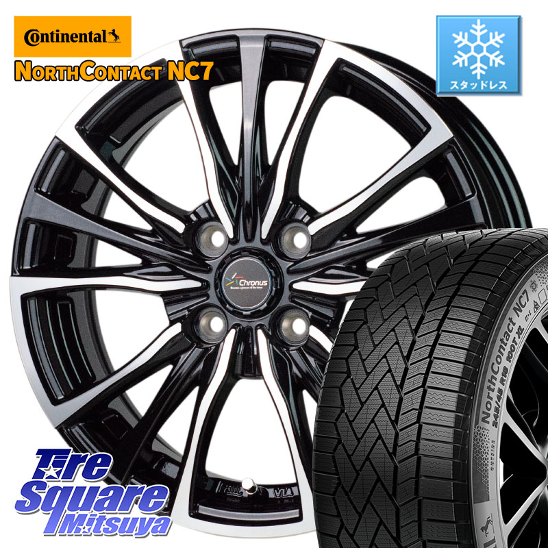 コンチネンタル NorthContact NC7 スタッドレス ミツヤ 正規品 195/60R16 HotStuff Chronus クロノス CH-110 CH110 ホイール 16インチ 16 X 6.0J +45 4穴 100 E13オーラ