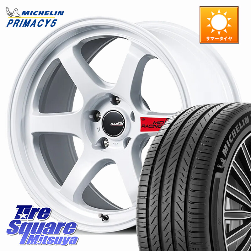 ミシュラン PRIMACY5 プライマシー5 93W XL 正規 215/45R18MANARAY MID RACING R06 ホイール 18インチ 18X7.5J 48 5穴 100 ウィッシュ WISH エクシーガ|タイヤスクエアミツヤ