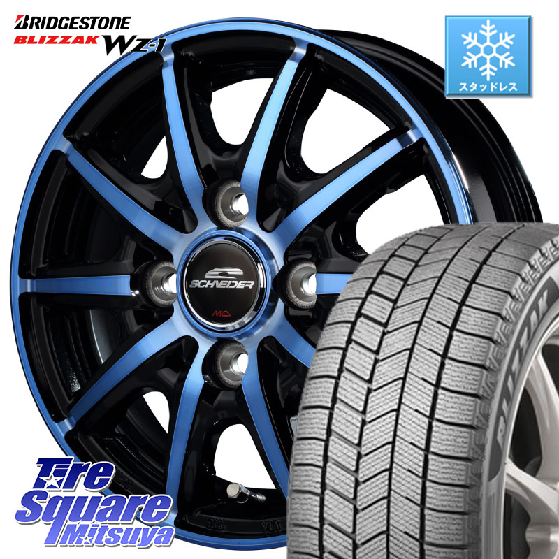 ブリヂストン BLIZZAK WZ-1 WZ1 2025年製 ブリザック スタッドレス ミツヤ 155/65R14 MANARAY MID SCHNEIDER RX10-K BLUE 14インチ 14 X 4.5J +45 4穴 100 N-BOX デリカミニ2WD タント スペーシア サクラ ハイゼット アゲトラCustom車用※軽自動車専用ホイール※