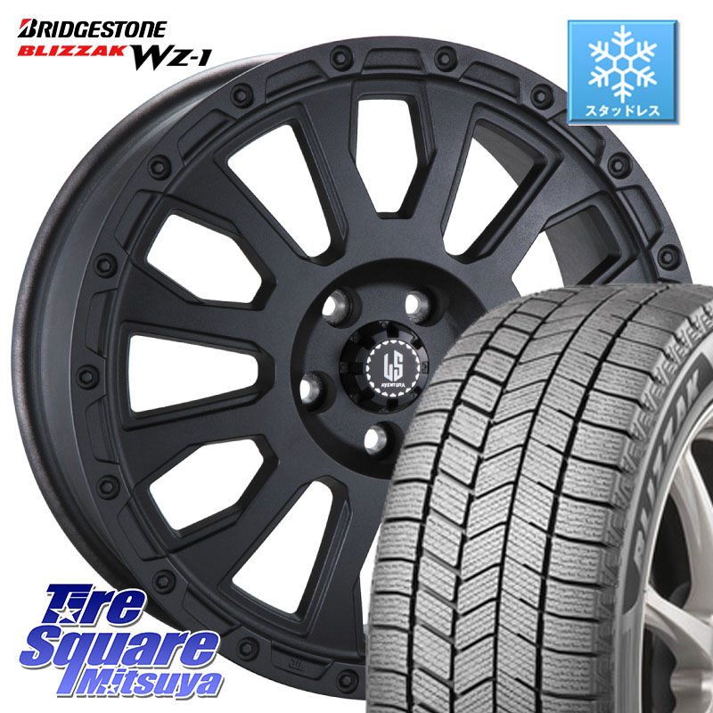 ブリヂストン BLIZZAK WZ-1 WZ1 2025年製 ブリザック スタッドレス ミツヤ 195/60R17阿部商会 LA STRADA AVENTURA アヴェンチュラ BK 17インチ 17X7.0J 38 5穴 114.3 60系プリウス|タイヤスクエアミツヤ