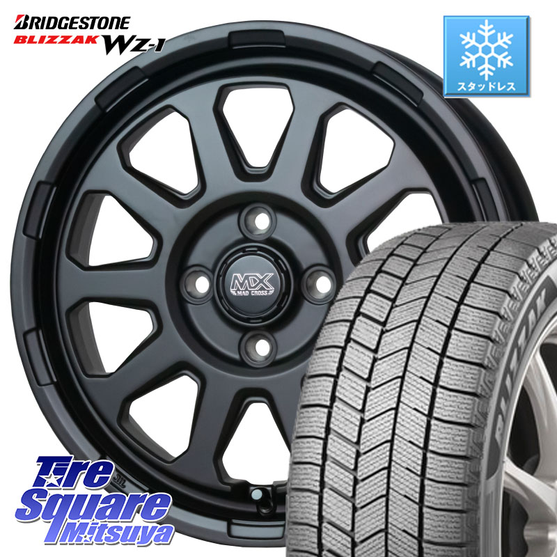 ブリヂストン BLIZZAK WZ-1 WZ1 2025年製 ブリザック スタッドレス ミツヤ 165/55R15 HotStuff マッドクロス レンジャー ブラック 4H ホイール 15インチ 15 X 4.5J +45 4穴 100 N-BOX デリカミニ2WD タント スペーシア サクラ