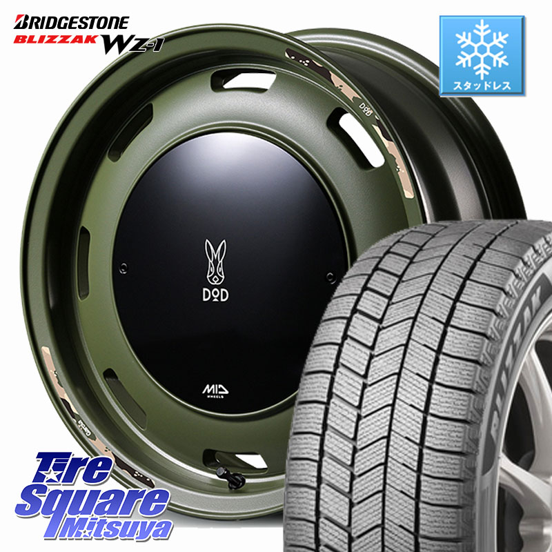 ブリヂストン BLIZZAK WZ-1 WZ1 2025年製 ブリザック スタッドレス ミツヤ 165/65R14MANARAY MID x DOD ウシャリントバリ ホイール 14インチ 14X4.5J 45 4穴 100 デリカミニ4WD キャスト[アクティバ] ハスラー ピクシスジョイ[Cグレード] ハイゼットアゲトラCustom車用｜タイヤスクエアミツヤ