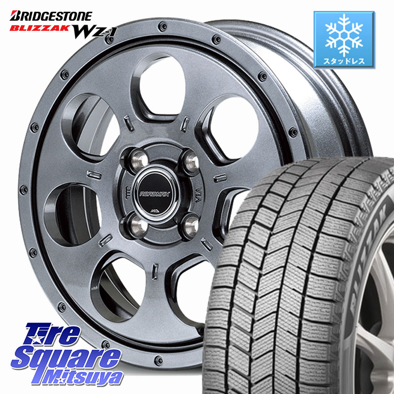 ブリヂストン BLIZZAK WZ-1 WZ1 2025年製 ブリザック スタッドレス ミツヤ 165/65R15 MANARAY MID ROADMAX MUD AGENT ホイール 15インチ 15 X 4.5J +45 4穴 100 ダイハツTAFT Mx27/37/47Sソリオ・デリカD2 MAx6S系ソリオ