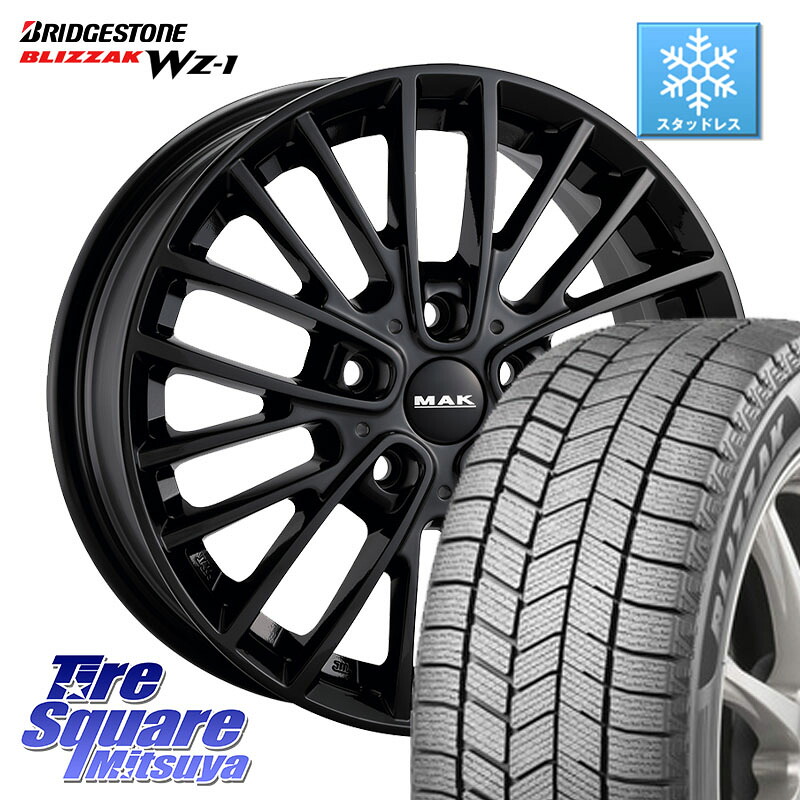 ブリヂストン BLIZZAK WZ-1 WZ1 2025年製 ブリザック スタッドレス ミツヤ 205/65R16 阿部商会 MAK CHELSE BK ホイール 16インチ 16 X 7.0J(MINI F60) +41 5穴 112 MINI ミニ クロスオーバー F60