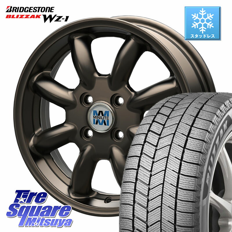 ブリヂストン BLIZZAK WZ-1 WZ1 2025年製 ブリザック スタッドレス ミツヤ 165/55R15 KOSEI MINILITE ブロンズ ホイール 15インチ ミニライト 15 X 4.5J +45 4穴 100 デリカミニ2WD タント スペーシア サクラ