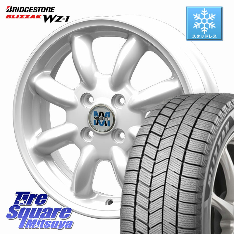ブリヂストン BLIZZAK WZ-1 WZ1 2025年製 ブリザック スタッドレス ミツヤ 155/65R14 KOSEI MINILITE ホワイト ホイール 14インチ ミニライト 14 X 4.5J +45 4穴 100 デリカミニ2WD タント スペーシア サクラ ハイゼット アゲトラCustom車用※軽自動車専用ホイール※