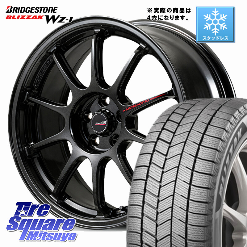 ブリヂストン BLIZZAK WZ-1 WZ1 2025年製 ブリザック スタッドレス ミツヤ 205/55R16MANARAY MID RACING R10 EVO ホイール 16インチ レーシング◇参考画像 16X6.5J 45 4穴 100 E13オーラ アクア|タイヤスクエアミツヤ
