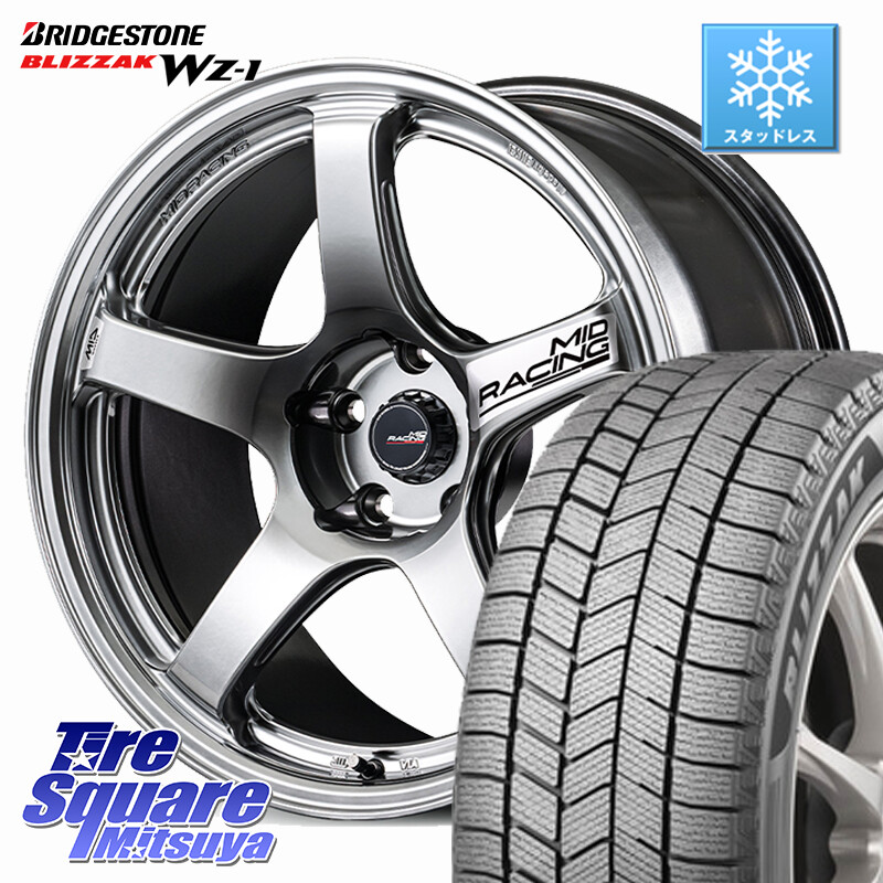 ブリヂストン BLIZZAK WZ-1 WZ1 2025年製 ブリザック スタッドレス ミツヤ 215/55R17MANARAY MID RACING R50 EVO ホイール 17インチ 17X7.5J 48 5穴 114.3 ヤリスクロス CX-3 RC系オデッセイ前期 ジューク JUKE 日産 エスティマ ヴェゼル VEZEL SX4 Sクロス アコード｜タイヤスクエアミツヤ