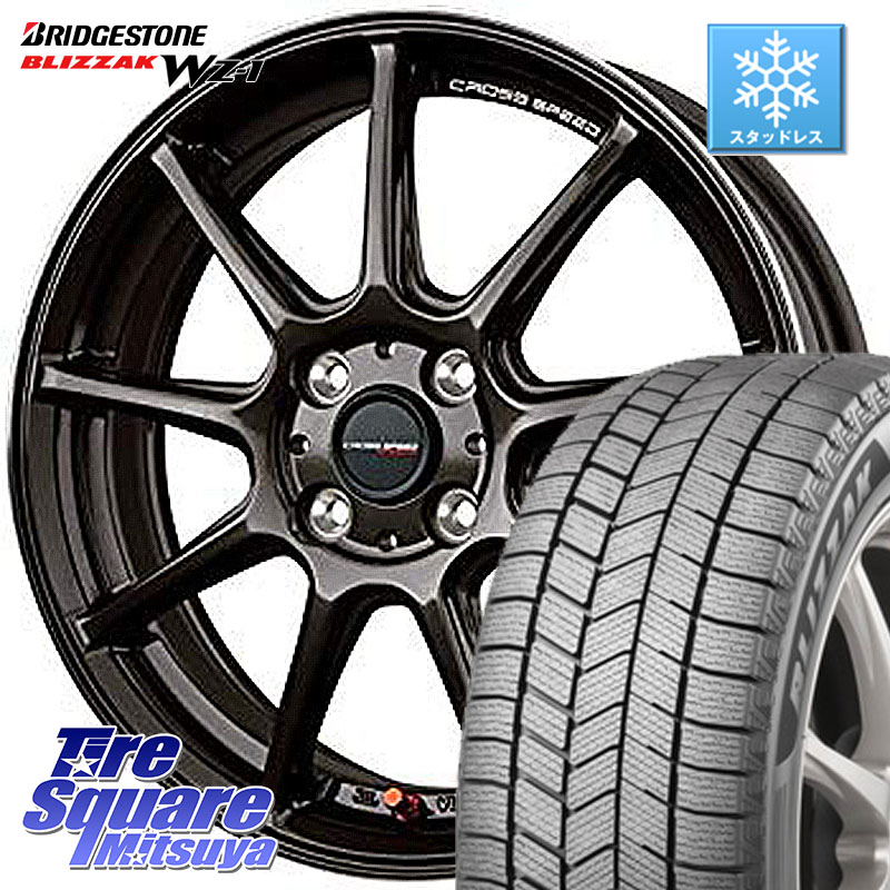 ブリヂストン BLIZZAK WZ-1 WZ1 2025年製 ブリザック スタッドレス ミツヤ 205/55R16 HotStuff クロススピード RS9 RS-9 軽量 ホイール 16インチ 16 X 6.0J +45 4穴 100 E13オーラ