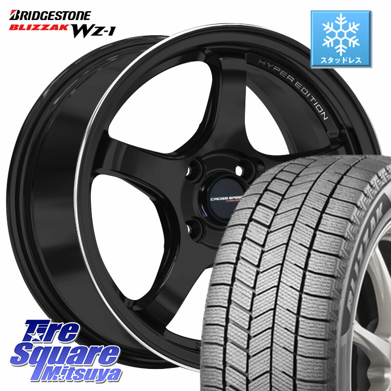 ブリヂストン BLIZZAK WZ-1 WZ1 2025年製 ブリザック スタッドレス ミツヤ 205/55R16 HotStuff クロススピード CR5 CR-5 軽量 BK ホイール 16インチ 16 X 6.0J +45 4穴 100 E13オーラ