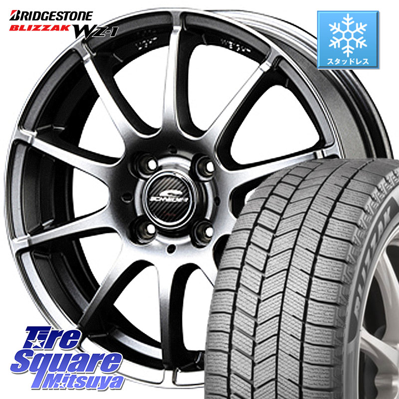 ブリヂストン BLIZZAK WZ-1 WZ1 2025年製 ブリザック スタッドレス ミツヤ 165/55R15 MANARAY MID SCHNEIDER StaG スタッグ ホイール 15インチ 15 X 5.5J +45 4穴 100