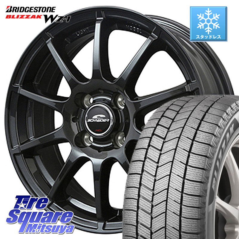 ブリヂストン BLIZZAK WZ-1 WZ1 2025年製 ブリザック スタッドレス ミツヤ 165/55R15 MANARAY MID SCHNEIDER StaG スタッグ ガンメタ ホイール 15インチ 15 X 5.5J +45 4穴 100