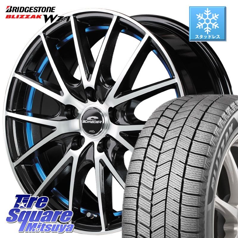 ブリヂストン BLIZZAK WZ-1 WZ1 2025年製 ブリザック スタッドレス ミツヤ 225/45R17 MANARAY MID SCHNEIDER シュナイダー RX27 RX-27 ホイール 4本 17インチ 17 X 7.0J +48 5穴 114.3