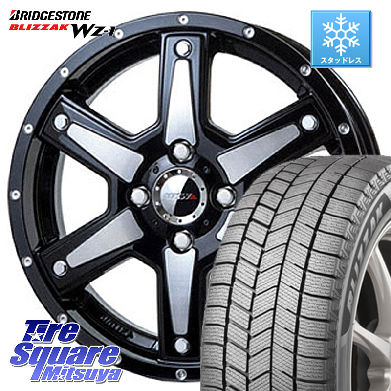 ブリヂストン BLIZZAK WZ-1 WZ1 2025年製 ブリザック スタッドレス ミツヤ 165/55R15 MKW MK-56 MK56 ミルドマシンブラック ホイール 15インチ 15 X 4.5J +45 4穴 100 デリカミニ2WD タント スペーシア サクラ