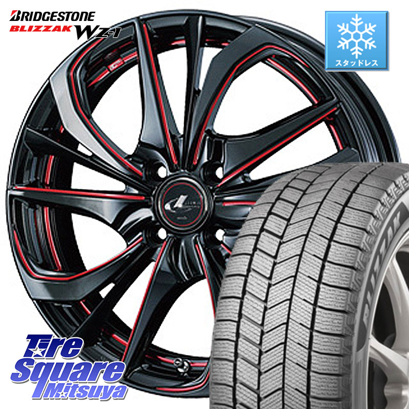ブリヂストン BLIZZAK WZ-1 WZ1 2025年製 ブリザック スタッドレス ミツヤ 215/45R17WEDS ウェッズ Leonis レオニス TE BKSC ホイール 17インチ 17X6.5J 42 4穴 100 アクア｜タイヤスクエアミツヤ