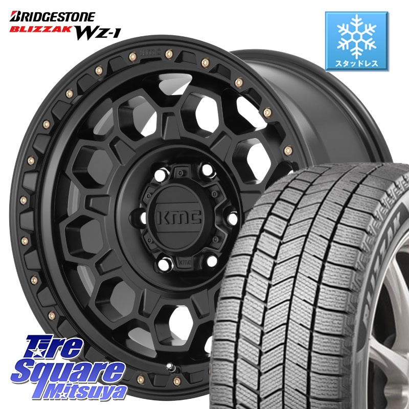 ブリヂストン BLIZZAK WZ-1 WZ1 2025年製 ブリザック スタッドレス ミツヤ 215/60R17 KMC KM545 Trek Black ホイール 17インチ 17 X 8.0J +35 5穴 114.3 20系アルファード