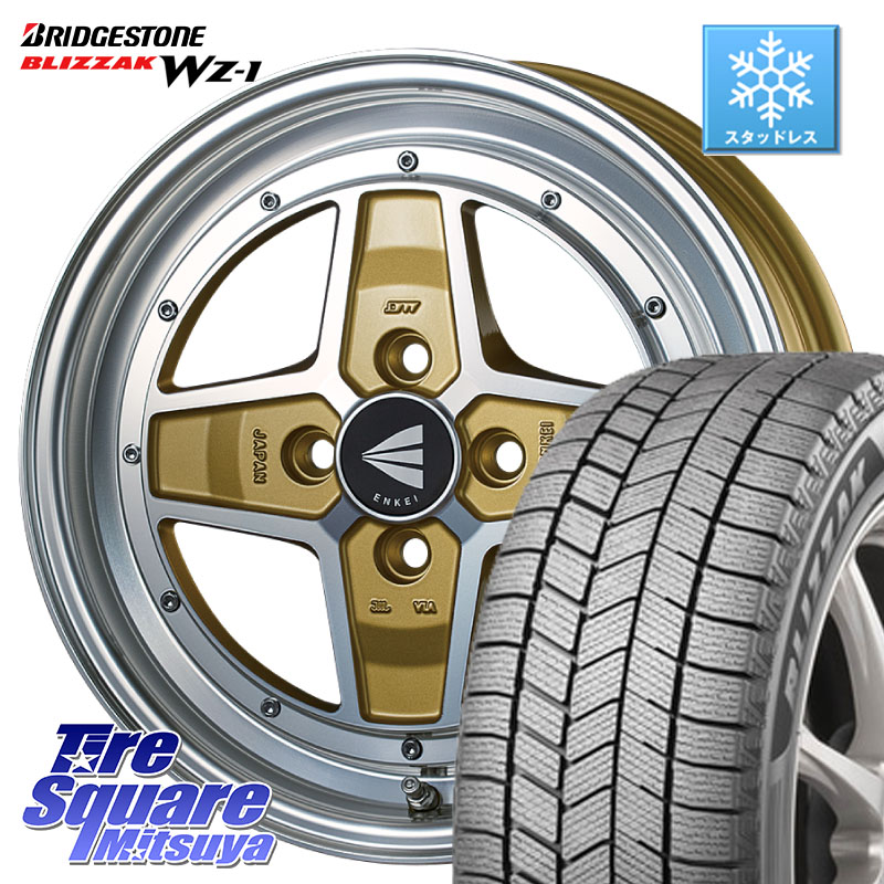 ブリヂストン BLIZZAK WZ-1 WZ1 2025年製 ブリザック スタッドレス ミツヤ 165/65R15 ENKEI エンケイ NEO CLASSIC APACHE2 アパッチ ネオクラシック 15インチ 15 X 5.0J +45 4穴 100 ダイハツTAFT Mx27/37/47Sソリオ・デリカD2 MAx6S系ソリオ