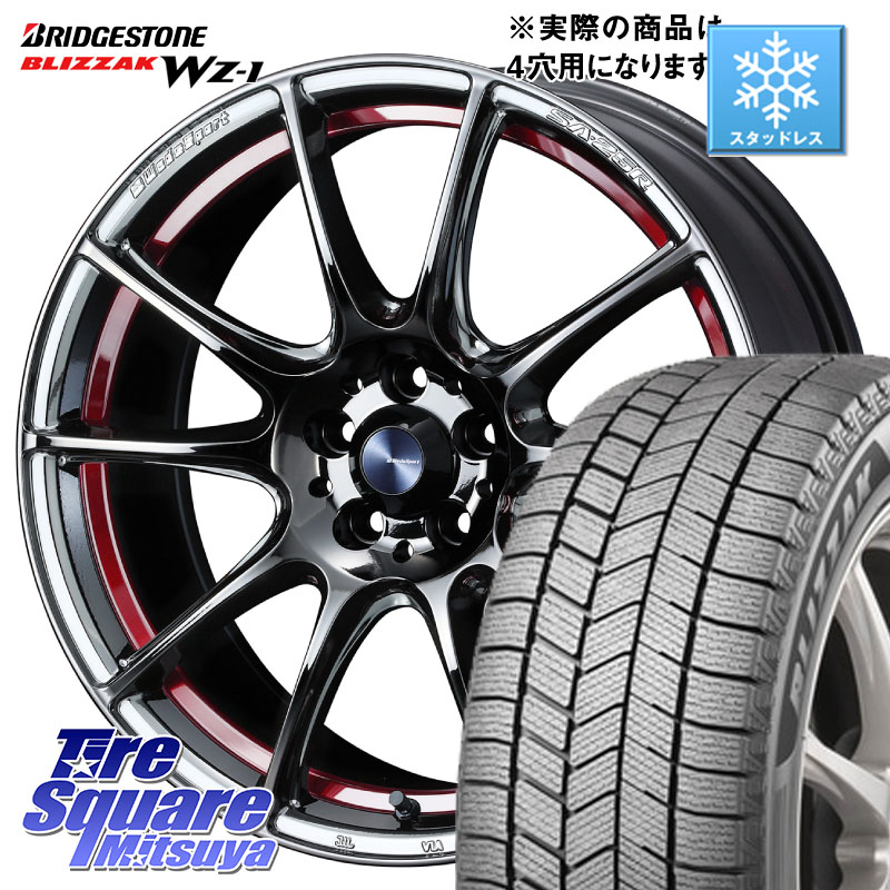 ブリヂストン BLIZZAK WZ-1 WZ1 2025年製 ブリザック スタッドレス ミツヤ 205/50R17 WEDS SA-25R RED ウェッズ スポーツ ホイール 17インチ 17 X 7.0J +43 4穴 100 E13オーラ