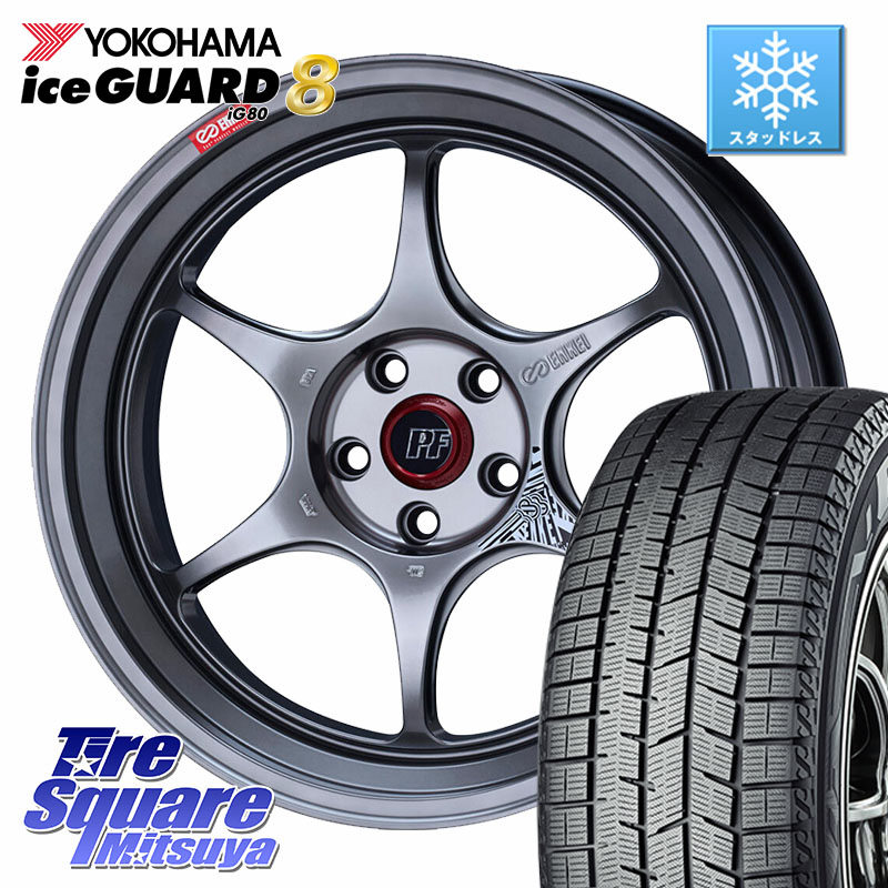 YOKOHAMA S0745 iceGUARD8 IG80 2025年製 アイスガード8 スタッドレス ミツヤ 225/50R18 ENKEI エンケイ PerformanceLine PF06 シルバー ホイール 18インチ 18 X 8.0J +45 5穴 114.3 50系エスティマ 10系カローラクロス MAZDA6 10系アルファード