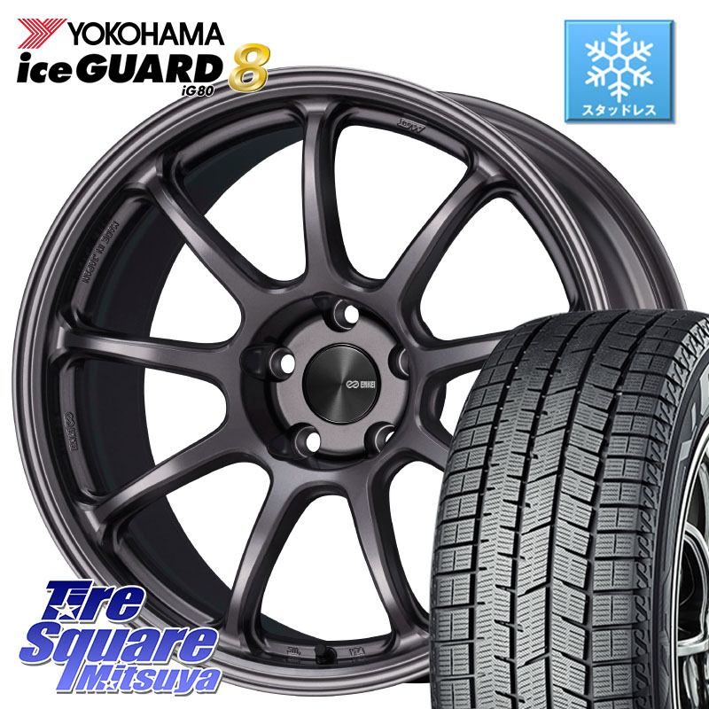 YOKOHAMA S0764 iceGUARD8 IG80 2025年製 アイスガード8 スタッドレス ミツヤ 245/40R18 ENKEI PerformanceLine PF09 ホイール 4本 18インチ 18 X 9.0J(EVO10 CZ4A) +30 5穴 114.3 CZ4Aランエボ10ブレンボキャリパー対応