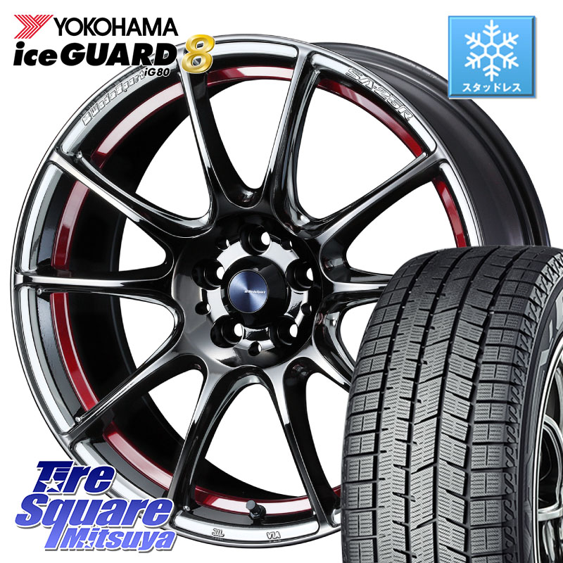 YOKOHAMA S0768 iceGUARD8 IG80 2025年製 アイスガード8 スタッドレス ミツヤ 215/45R18 WEDS SA-25R RED ウェッズ スポーツ ホイール 18インチ 18 X 7.5J +45 5穴 114.3 90系ノア ヴォクシー プリウスアルファ P15キックス リーフ MAZDA3