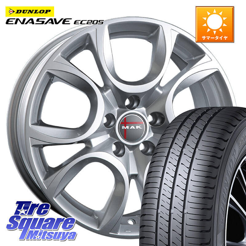 DUNLOP ダンロップ エナセーブ EC205 サマータイヤ【欠品次回3月以降】 215/55R17阿部商会 MAK TORINO(トリノ) ホイール 17インチ 17X7.5J(FIAT 500X 334) 41 5穴 110 フィアット 500X｜タイヤスクエアミツヤ