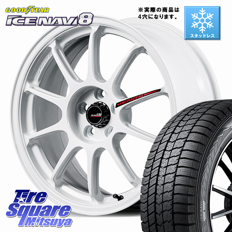 グッドイヤー GOODYEAR ICE NAVI8 アイスナビ8 スタッドレス ミツヤ 195/60R16MANARAY MID RACING R10 EVO ホイール 16インチ レーシング◇参考画像 16X6.5J 45 4穴 100 E13オーラ｜タイヤスクエアミツヤ