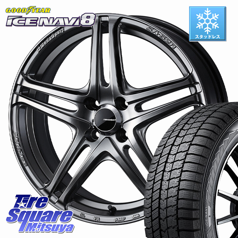 グッドイヤー GOODYEAR ICE NAVI8 アイスナビ8 スタッドレス ミツヤ 195/60R16WEDS WedsSport SA-52R SA52R ウェッズ スポーツ ホイール 16インチ 16X6.5J 42 4穴 100 E13オーラ ブルーバードシルフィ 日産|タイヤスクエアミツヤ