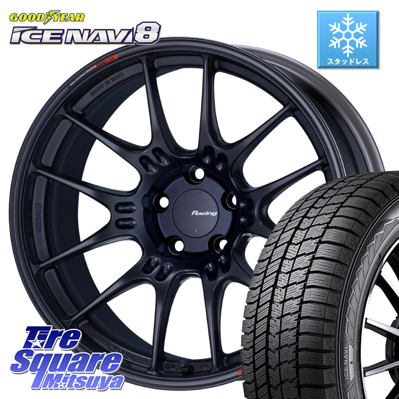 グッドイヤー GOODYEAR ICE NAVI8 アイスナビ8 スタッドレス ミツヤ 225/45R17ENKEI エンケイ RACING GTC02 BK ホイール 17インチ 17X8.5J 40 5穴 100 BRZ/86ローダウン車 BRZ GR 86 ハチロク 86 ハチロク｜タイヤスクエアミツヤ