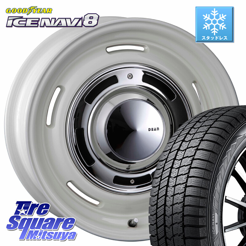 グッドイヤー GOODYEAR ICE NAVI8 アイスナビ8 スタッドレス ミツヤ 185/65R15CRIMSON ディーン クロスカントリー ホワイト 15インチ 15X6.0J 32 4穴 100 イスト ist|タイヤスクエアミツヤ