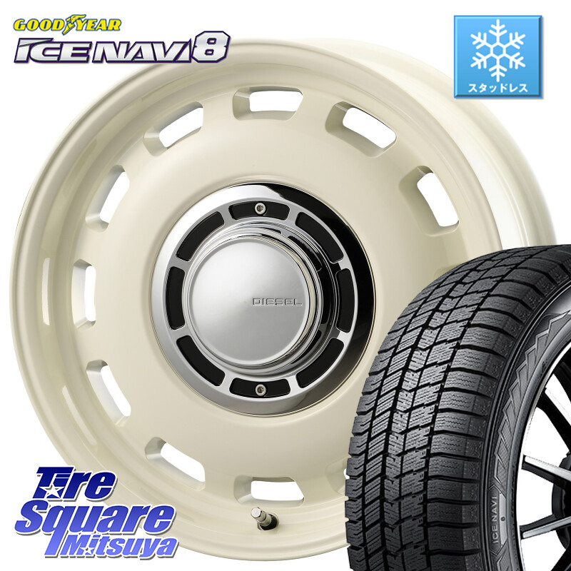 グッドイヤー GOODYEAR ICE NAVI8 アイスナビ8 スタッドレス ミツヤ 185/65R15コスミック クロスブラッド DIESEL ホワイト ディーゼル ホイール 15インチ 15X6.0J 42 5穴 100 10系シエンタ トレジア|タイヤスクエアミツヤ