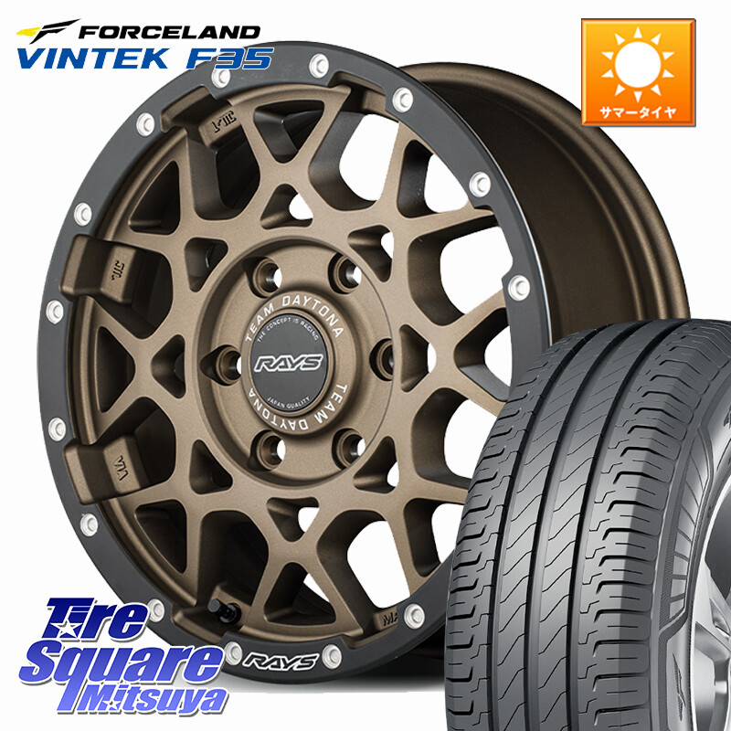 FORCELAND Vintek F35 2025年製 在庫● フォースランド サマータイヤ 215/65R16 109*107RAYS 【欠品次回要問合せ】 M8 TEAM DAYTONA ホイール 16インチ 16X6.5J 38 6穴 139.7 200系ハイエース｜タイヤスクエアミツヤ