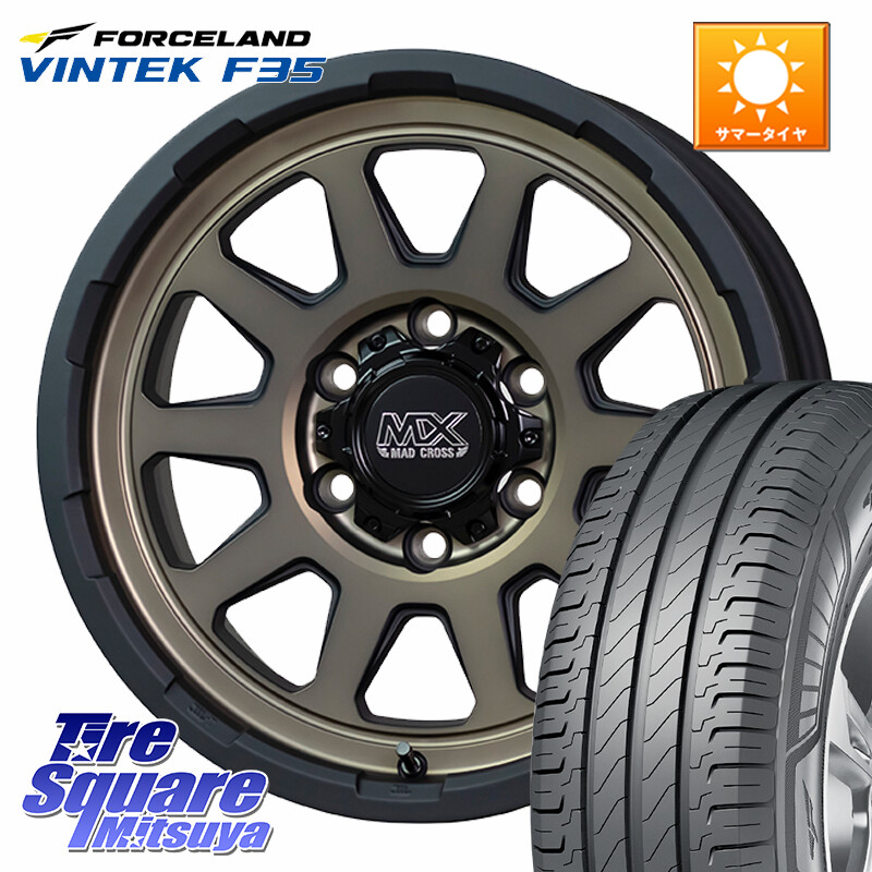 FORCELAND Vintek F35 2025年製 在庫● フォースランド サマータイヤ 215/65R16 109*107HotStuff マッドクロス レンジャー ブロンズ ホイール 16インチ 16X6.5J 38 6穴 139.7 200系ハイエース｜タイヤスクエアミツヤ 56,358円