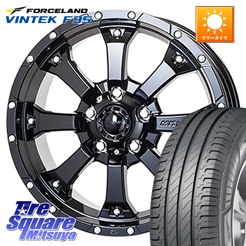 FORCELAND Vintek F35 2025年製 在庫● フォースランド サマータイヤ 215/65R16 109*107MKW MK-46 MK46 グロスブラック 5H ホイール 16インチ 16X7.0J 35 5穴 114.3｜タイヤスクエアミツヤ