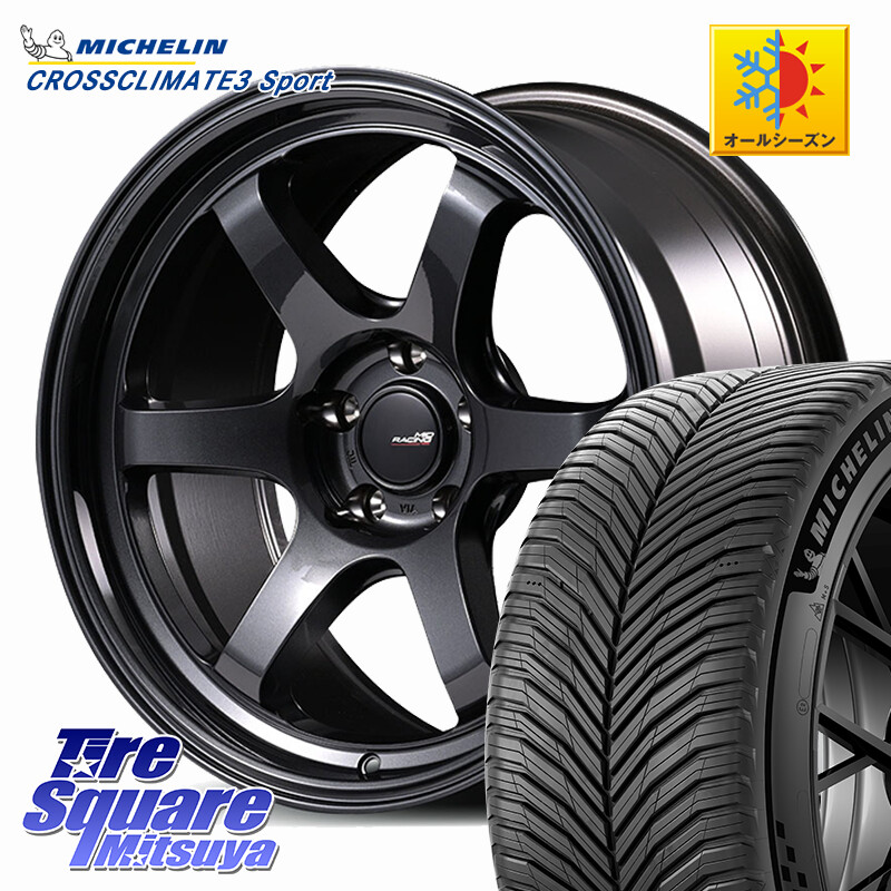 ミシュラン CROSSCLIMATE3 SPORT クロスクライメート3スポーツ オールシーズンタイヤ 正規 225/40R18MANARAY MID RACING R06 ホイール 18インチ 18X7.5J 48 5穴 100 カローラスポーツ 50系プリウス BRZ/86/GR86 CT レクサス GR 86 ハチロク 86 ハチロク|タイヤスクエアミツヤ