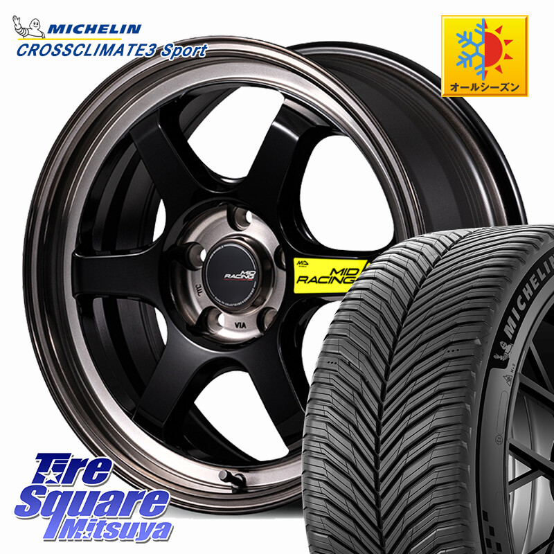ミシュラン CROSSCLIMATE3 SPORT クロスクライメート3スポーツ オールシーズンタイヤ 正規 225/40R18MANARAY MID RACING R06 ホイール 18インチ 18X8.5J 45 5穴 100 210/A10系カローラ カローラスポーツ BRZ/86ローダウン車 BRZ GR 86 ハチロク 86 ハチロク｜タイヤスクエアミツヤ