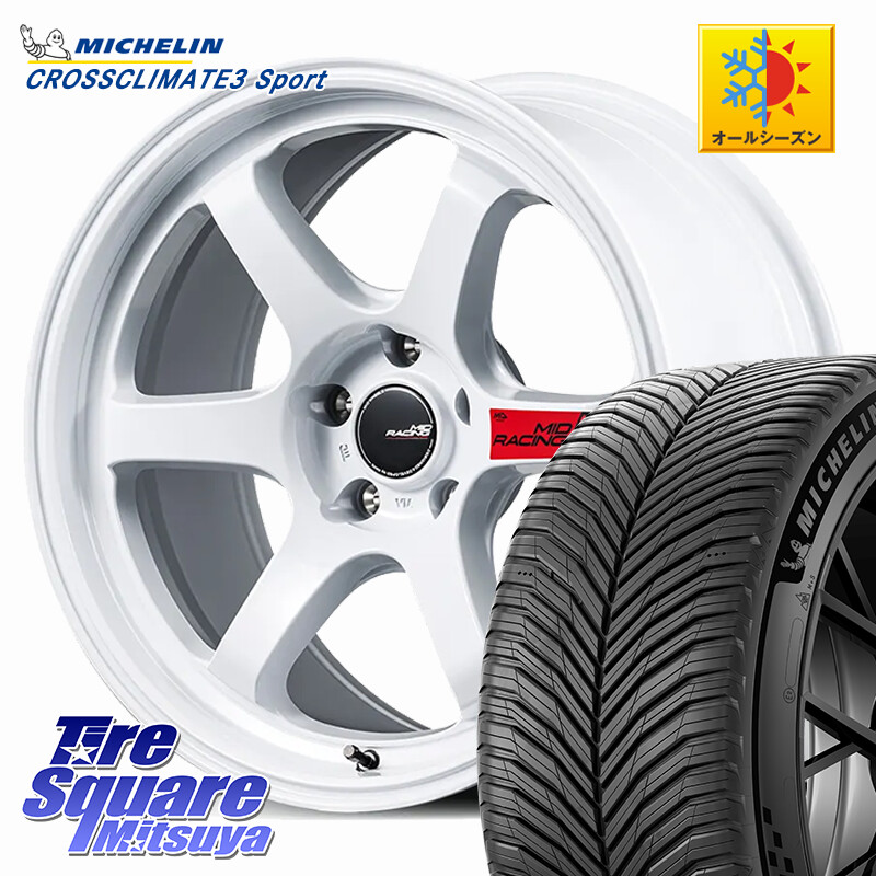 ミシュラン CROSSCLIMATE3 SPORT クロスクライメート3スポーツ オールシーズンタイヤ 正規 225/40R18MANARAY MID RACING R06 ホイール 18インチ 18X8.5J 45 5穴 100 210/A10系カローラ カローラスポーツ BRZ/86ローダウン車 BRZ GR 86 ハチロク 86 ハチロク|タイヤスクエアミツヤ
