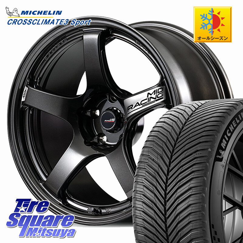 ミシュラン CROSSCLIMATE3 SPORT クロスクライメート3スポーツ オールシーズンタイヤ 正規 235/40R18MANARAY MID RACING R50 EVO ホイール 18インチ 18X9.5J(FL) 45 5穴 120 FL5シビックTypeR要ローダウン｜タイヤスクエアミツヤ