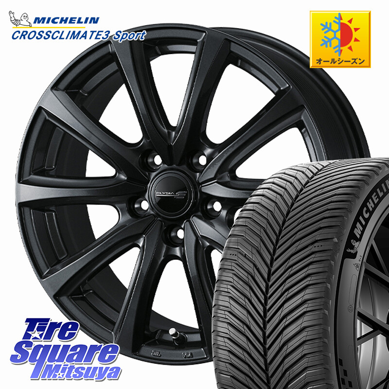 ミシュラン CROSSCLIMATE3 SPORT クロスクライメート3スポーツ オールシーズンタイヤ 正規 225/40R18WEDS ELYSIA エリシア ホイール 18インチ 18X7.5J 48 5穴 114.3 GU系インプレッサ フロンクス プリウスアルファ シビックTypeR|タイヤスクエアミツヤ