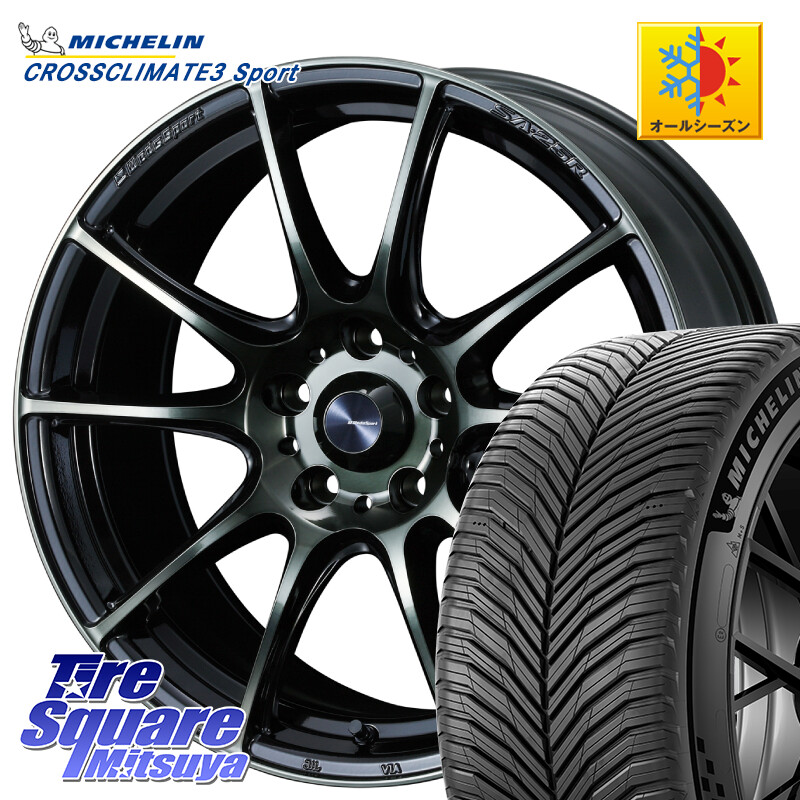 ミシュラン CROSSCLIMATE3 SPORT クロスクライメート3スポーツ オールシーズンタイヤ 正規 245/40R18WEDS WedsSport SA-25R SA25R ウェッズ スポーツ ホイール 18インチ 18X8.0J 45 5穴 114.3 WRX-S4(VBH) クラウンマジェスタ アリスト ソアラ WRX S4 インプレッサ WRX｜タイヤスクエアミツヤ