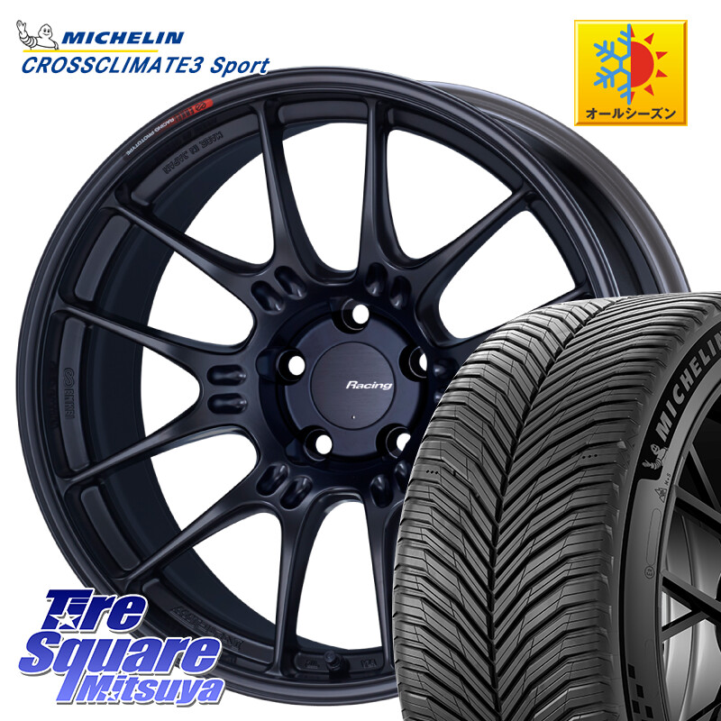 ミシュラン CROSSCLIMATE3 SPORT クロスクライメート3スポーツ オールシーズンタイヤ 正規 225/40R18ENKEI エンケイ RACING GTC02 BK ホイール 18インチ 18X7.5J 48 5穴 114.3 GU系インプレッサ フロンクス プリウスアルファ シビックTypeR|タイヤスクエアミツヤ