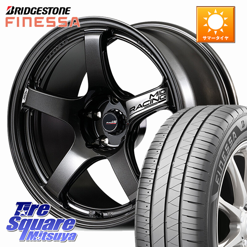 ブリヂストン FINESSA HB01 フィネッサ サマータイヤ 215/45R17MANARAY MID RACING R50 EVO ホイール 17インチ 17X7.0J 45 5穴 114.3 リーフ LEAF 日産 セレナ SERENA 日産 ブレイド オーリス カローラルミオン｜タイヤスクエアミツヤ