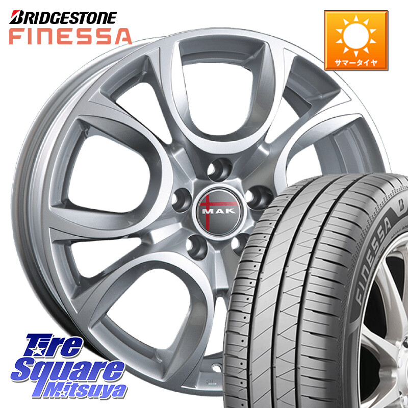 ブリヂストン FINESSA HB01 フィネッサ サマータイヤ 225/50R17阿部商会 MAK TORINO(トリノ) ホイール 17インチ 17X7.5J(ALFAROMEO JULIA 952) 41 5穴 110 アルファロメオ ジュリア|タイヤスクエアミツヤ