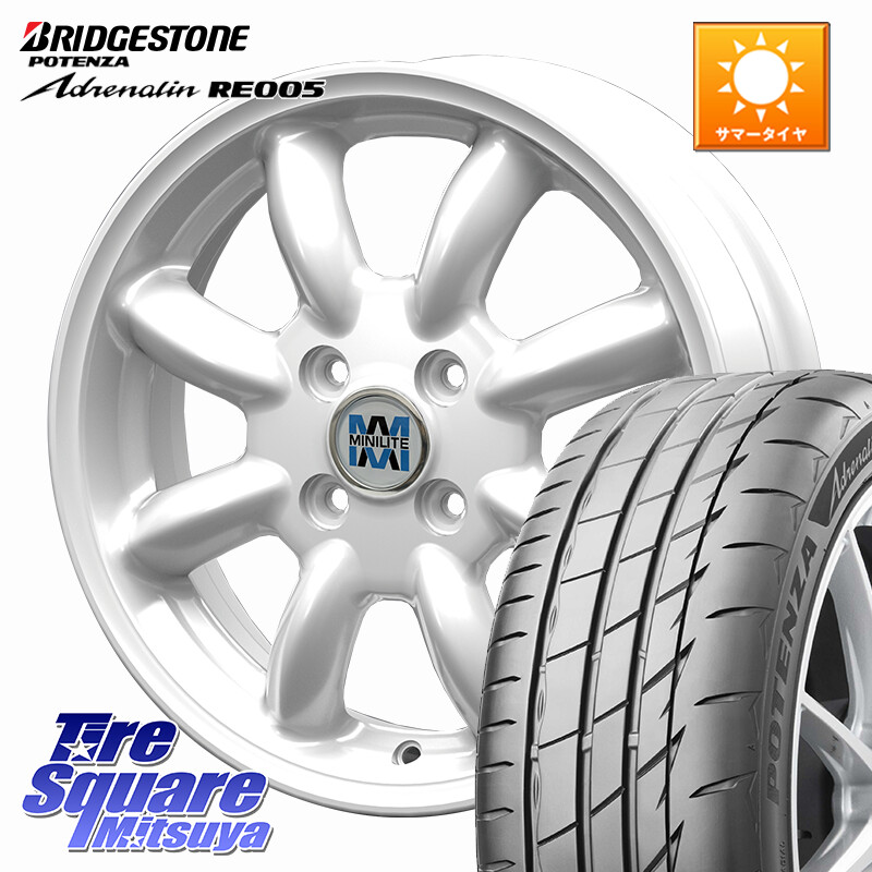 ブリヂストン ポテンザ アドレナリン RE005 Adrenalin【国内正規品】サマータイヤ 165/55R14KOSEI MINILITE ホワイト ホイール 14インチ ミニライト 14X5.0J 40 4穴 100 ハイゼットアゲトラCustom車用※軽自動車専用ホイール※ キャリイ エブリイ アゲトラ｜タイヤスクエアミツヤ