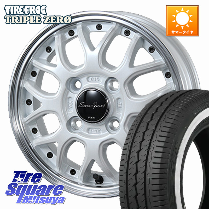 TIRE FROG TRIPLE ZERO ホワイトリボン 155/80R14 88*86BLEST EuroSport Type815 軽自動車専用 ホイール 14インチ 14X4.5J 45 4穴 100 ハイゼットアゲトラCustom車用※軽自動車専用ホイール※|タイヤスクエアミツヤ