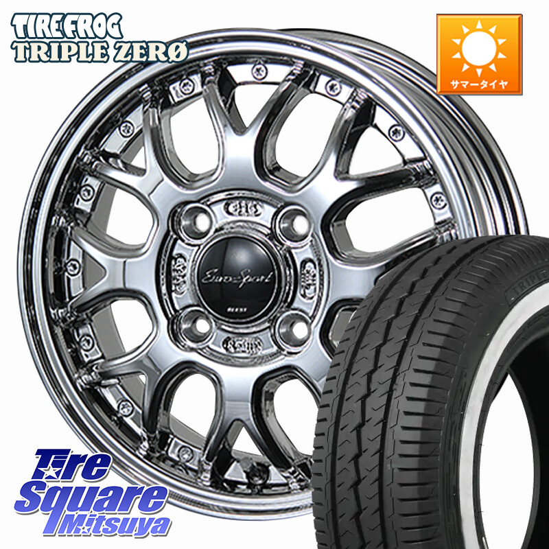 TIRE FROG TRIPLE ZERO ホワイトリボン 155/80R14 88*86BLEST EuroSport Type815 軽自動車専用 ホイール 14インチ 14X4.5J 45 4穴 100 ハイゼットアゲトラCustom車用※軽自動車専用ホイール※｜タイヤスクエアミツヤ