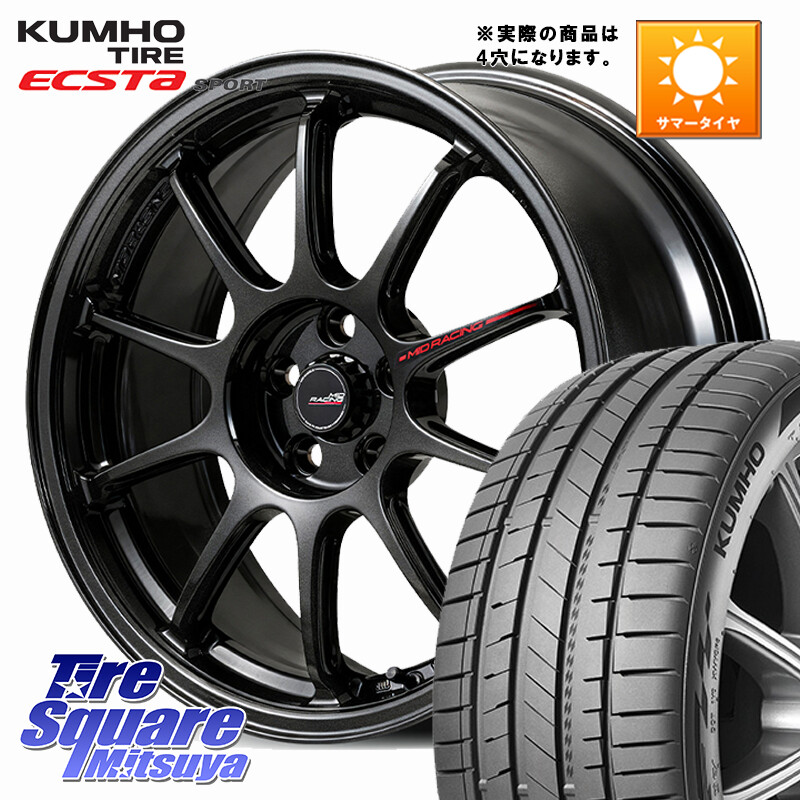 KUMHO ECSTA SPORT PS72 サマータイヤ 205/45R17MANARAY MID RACING R10 EVO ホイール 17インチ レーシング◇参考画像 17X7.5J 45 4穴 100 ロードスターRF ヤリス カスタム前提 フィット FIT|タイヤスクエアミツヤ