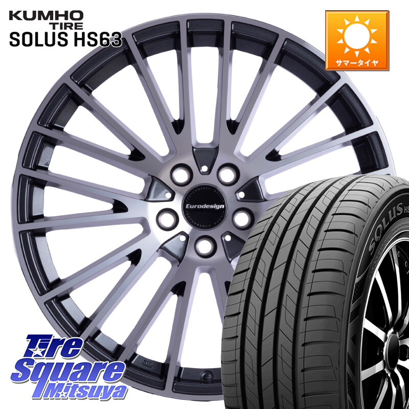 KUMHO SOLUS HS63 サマータイヤ 215/60R17阿部商会 Eurodesign CALWER ホイール 17インチ 17X7.0J(RENAUT KADJAR HEH) 45 5穴 114.3 ルノー カジャー|タイヤスクエアミツヤ