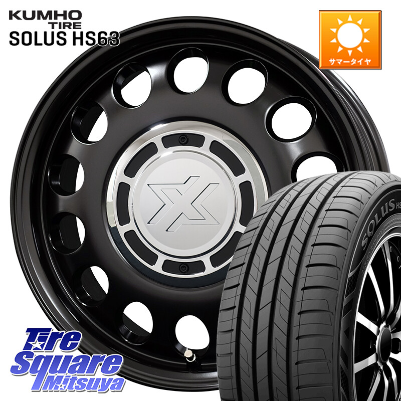KUMHO SOLUS HS63 サマータイヤ 185/65R15コスミック クロスブラッド STEELE ホイール 15インチ 15X6.0J 32 4穴 100 イスト ist｜タイヤスクエアミツヤ